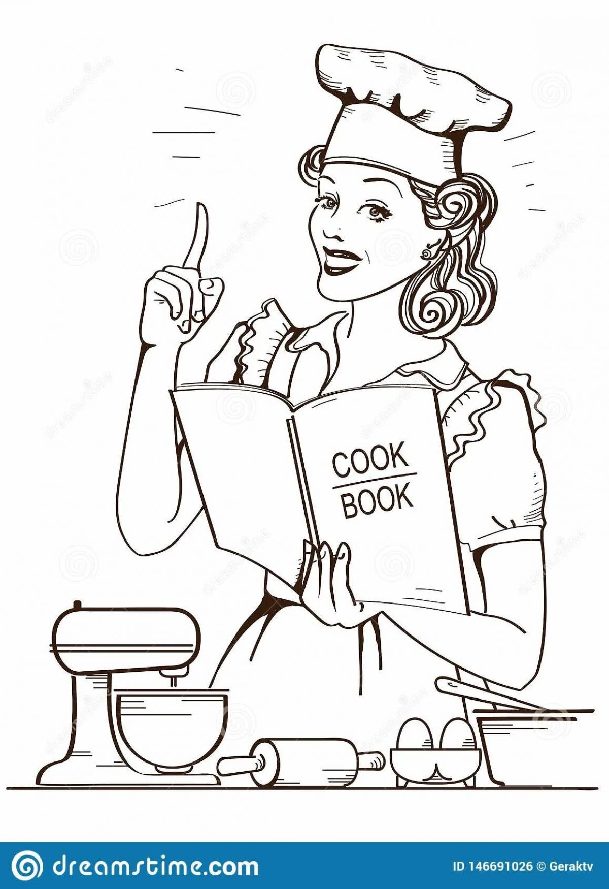 Color-lively pastry chef profession coloring page