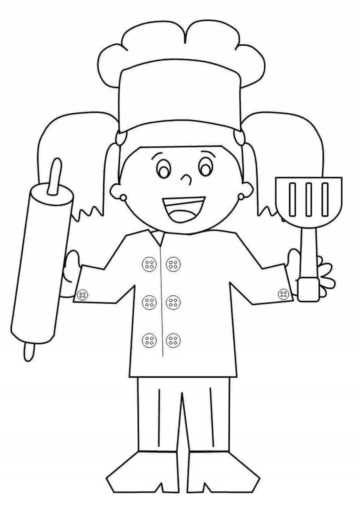 Colored festive pastry chef coloring book
