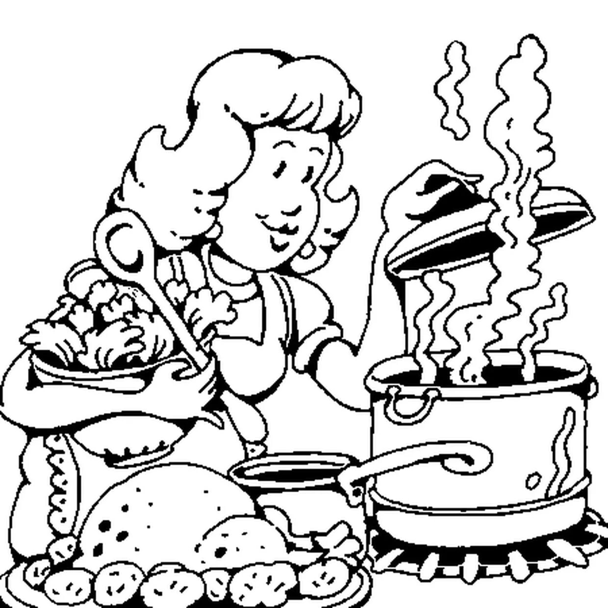 Colorful bright coloring page of pastry chef profession
