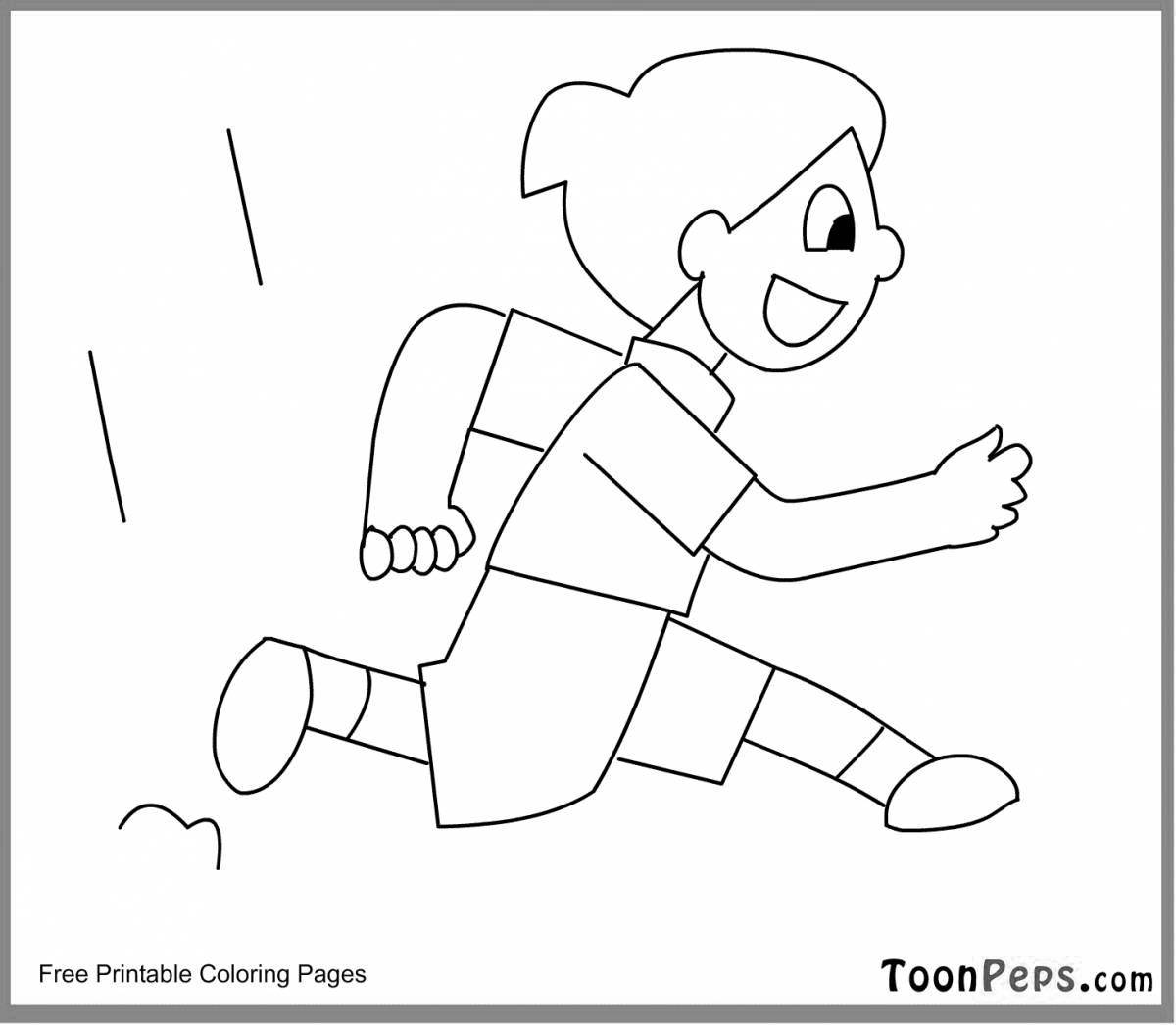 Rampant running boy coloring page