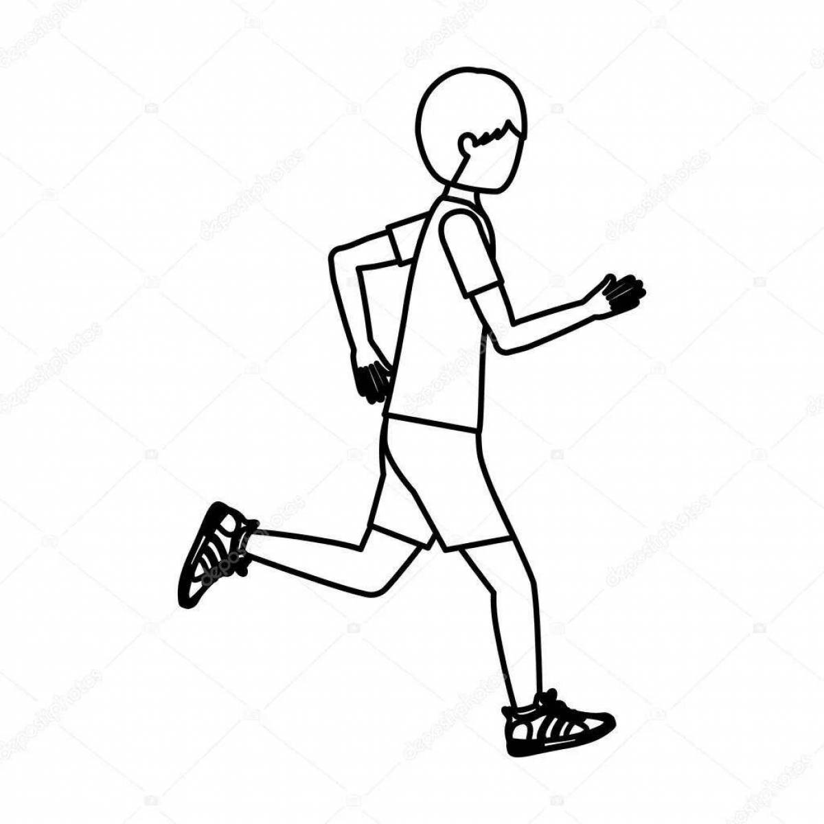 Coloring jocund boy running