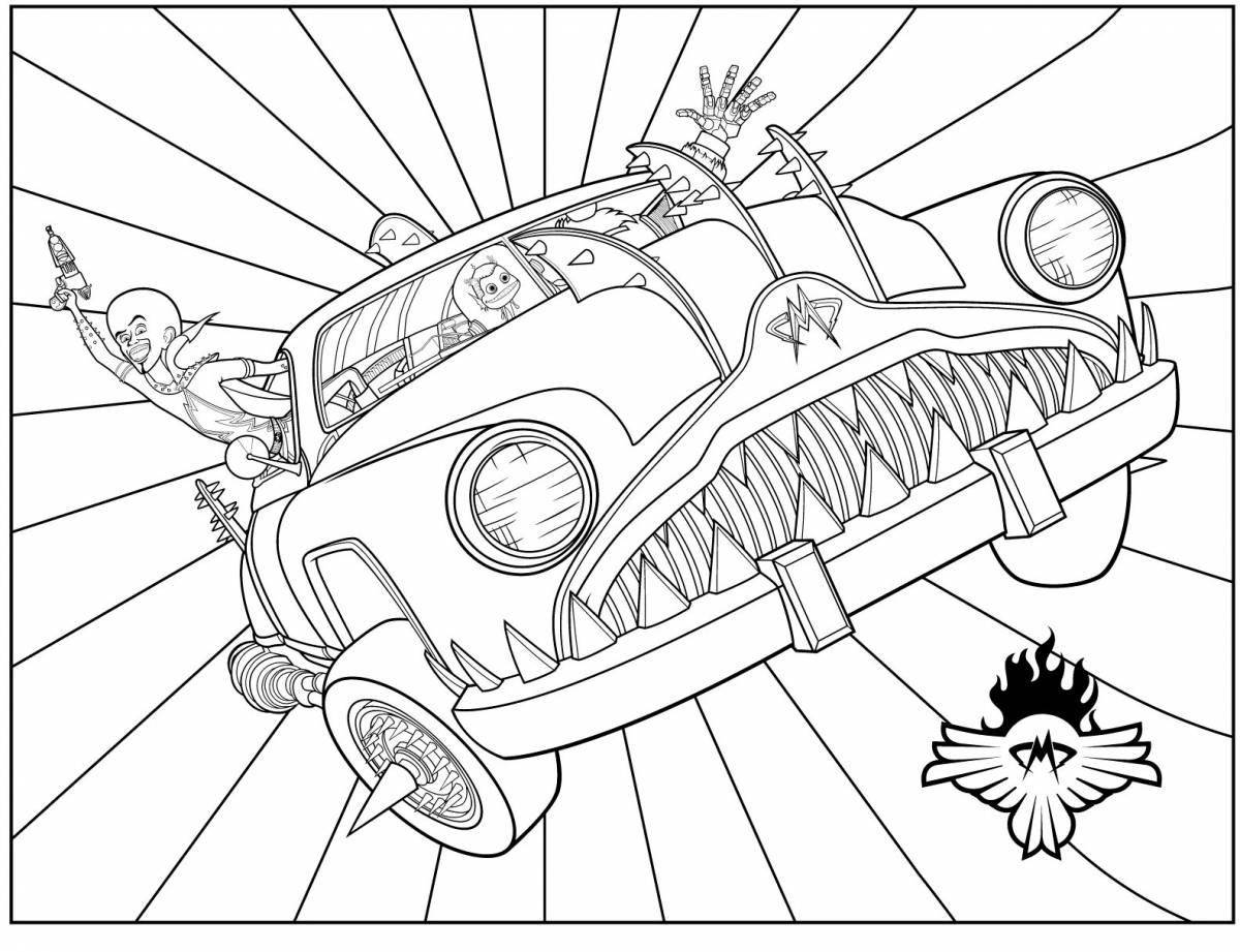 Terrible coloring pages scary cars