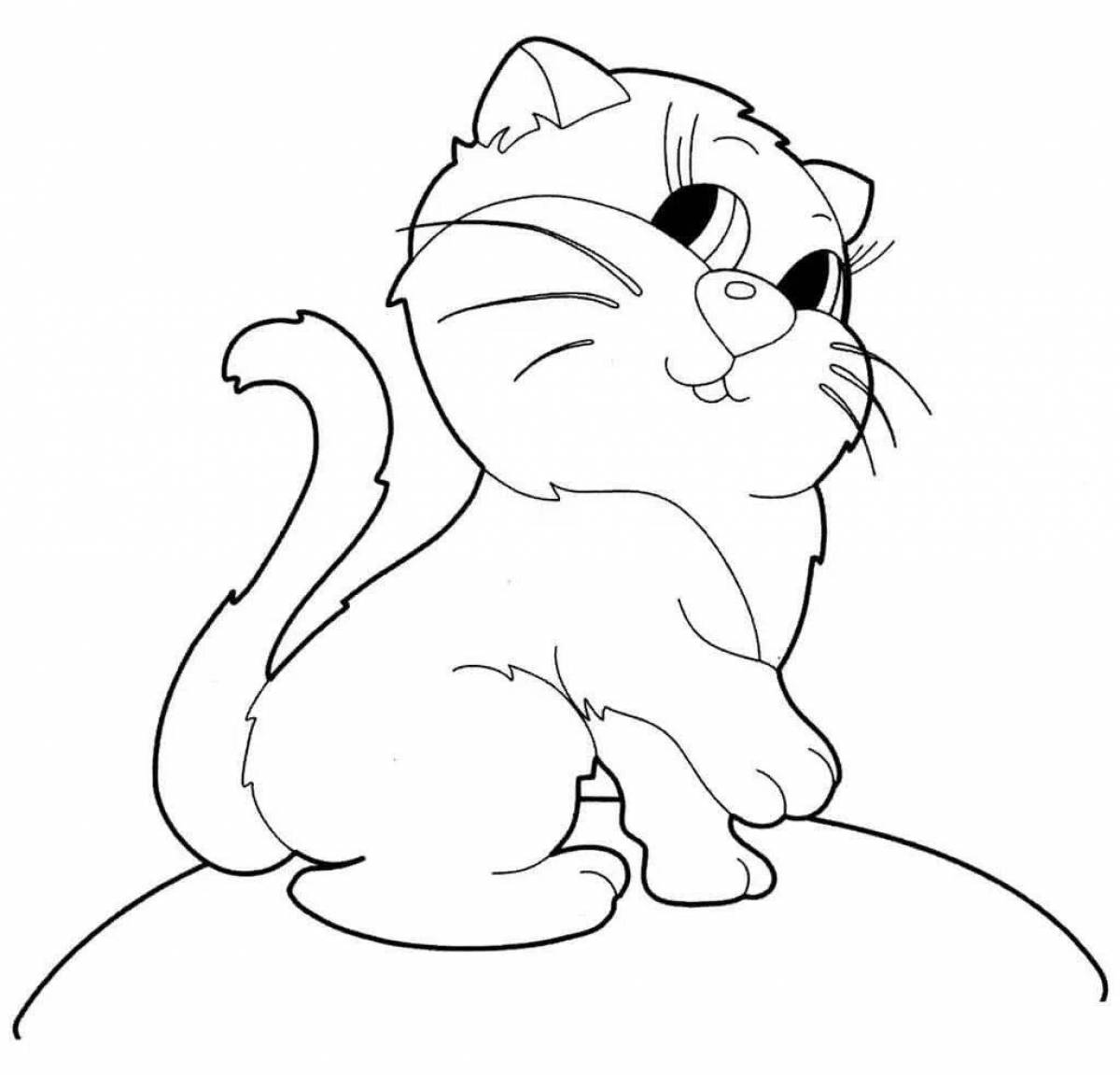 Coloring page cute fold cat