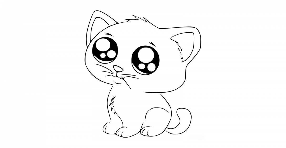 Silly lop-eared cat coloring page