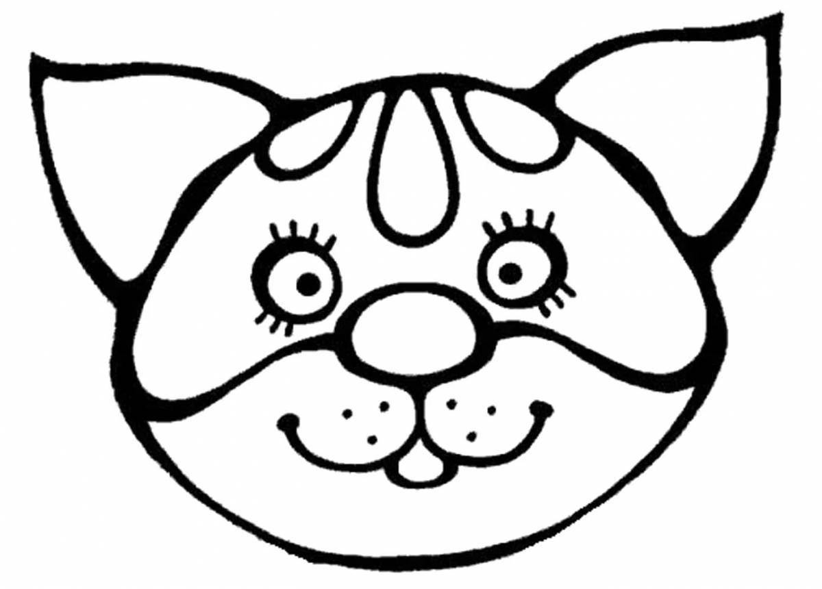 Coloring page playful cat face