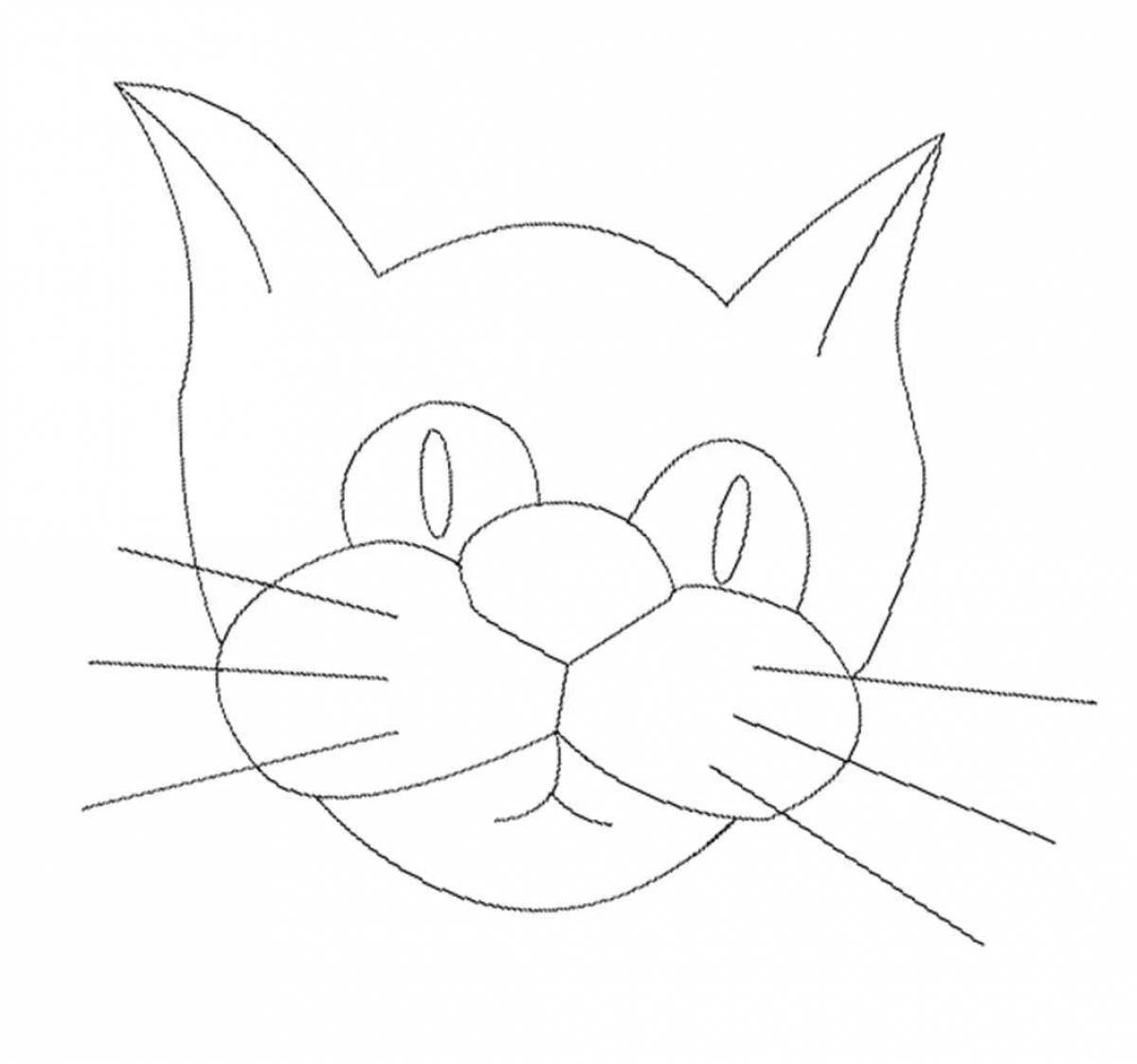 Coloring page mischievous cat face