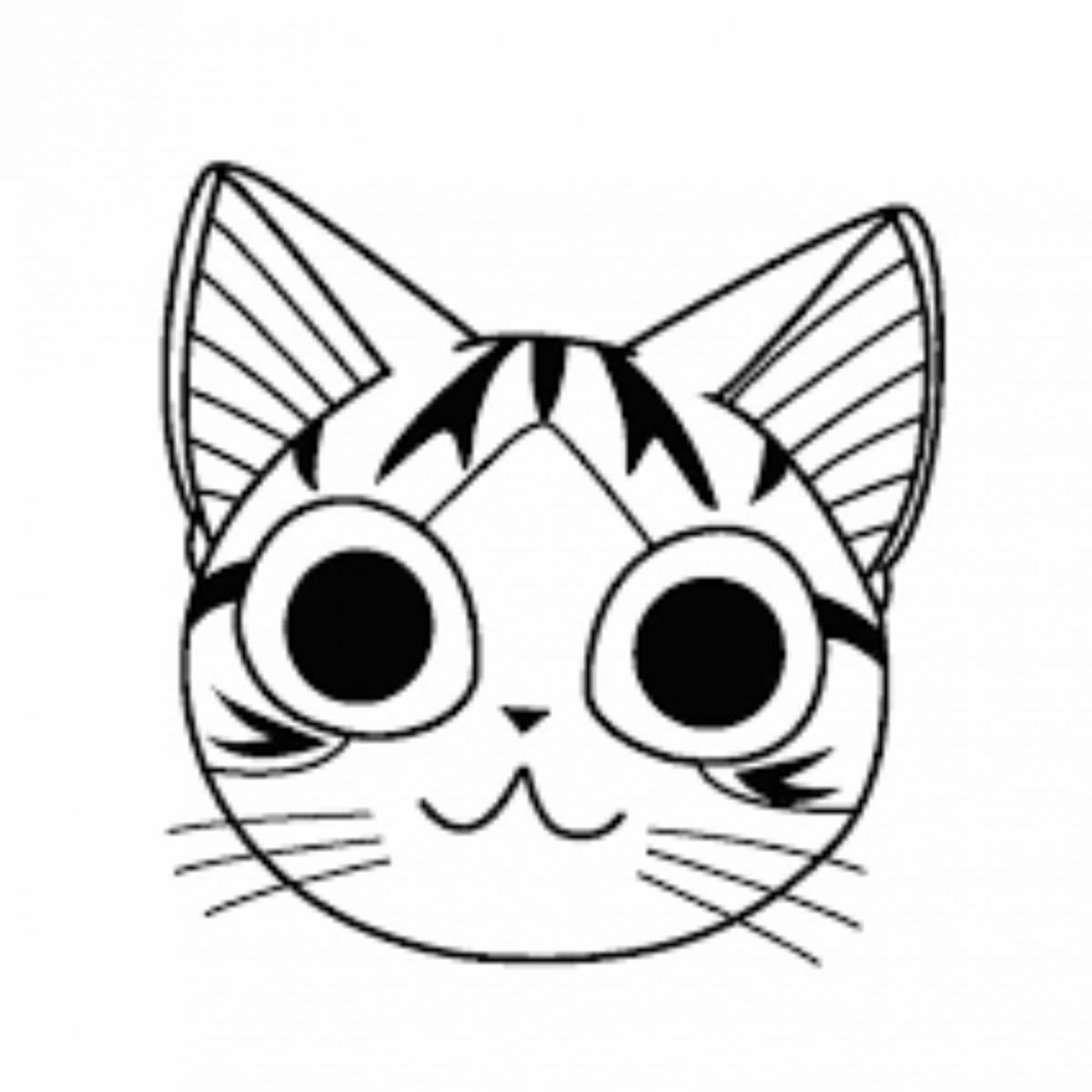 Adorable cat face coloring page