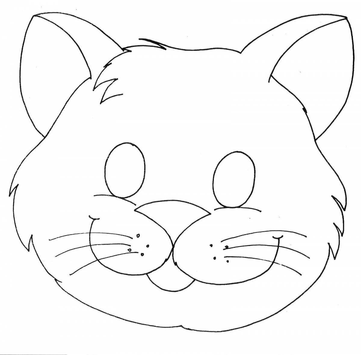 Colourful cat face coloring page
