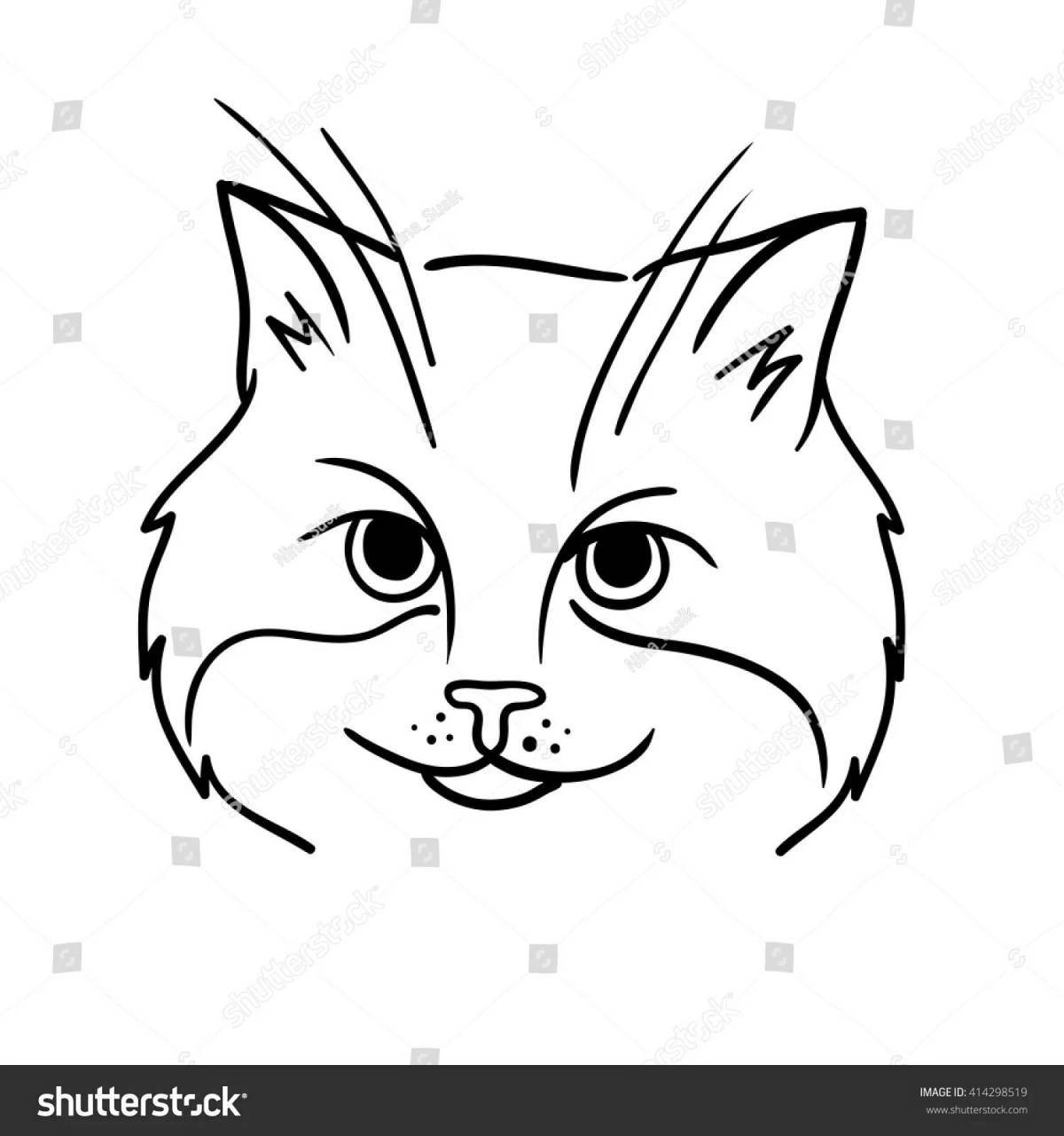 Magnetic cat face coloring page