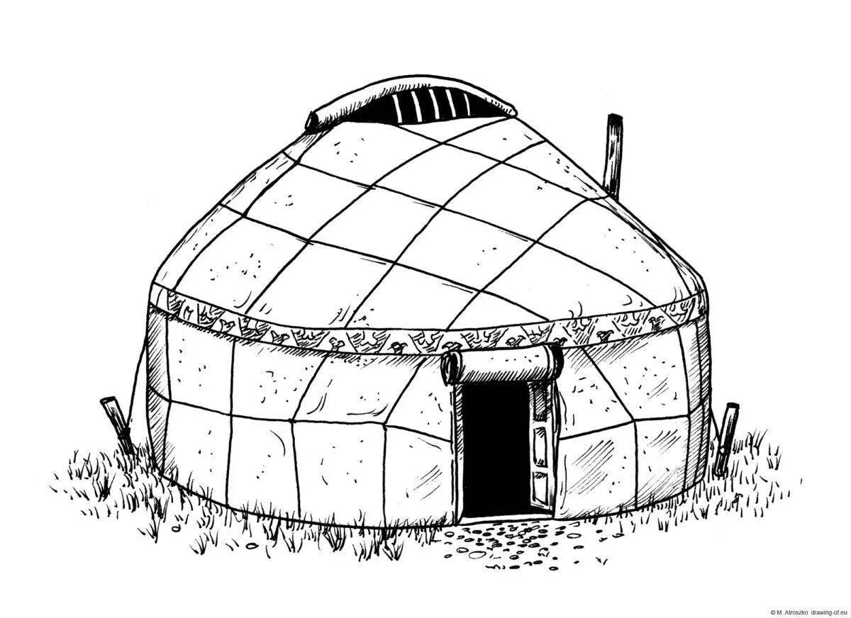 Coloring page luxury bashkir yurt