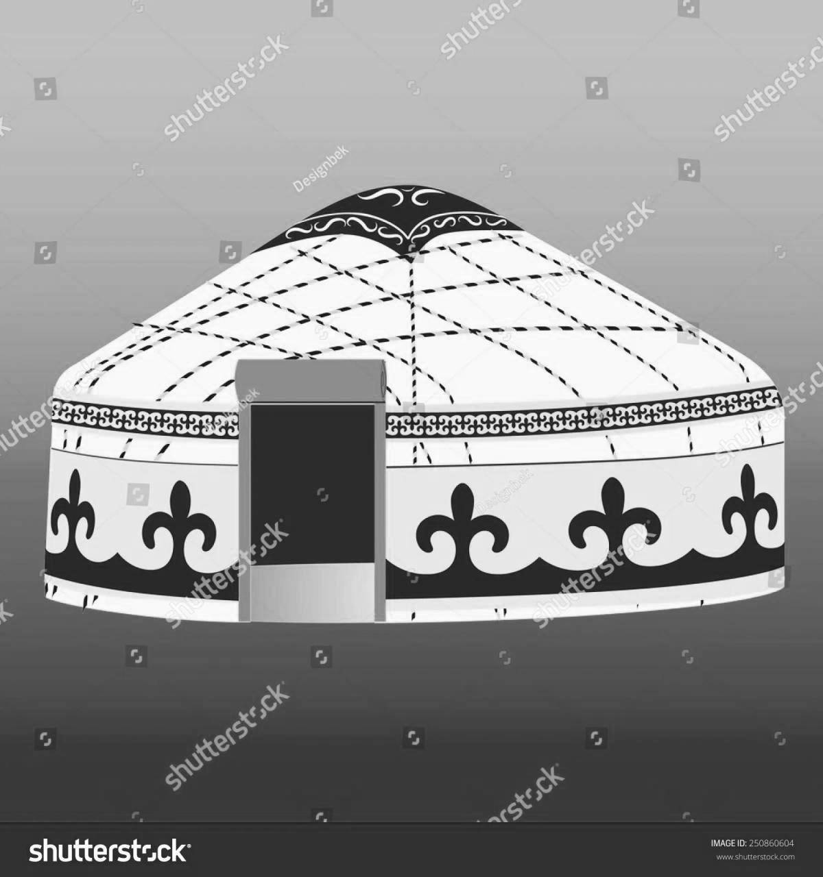 Coloring book exquisite Bashkir yurt