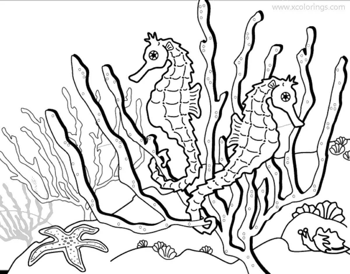 Sparkling coral reef coloring page