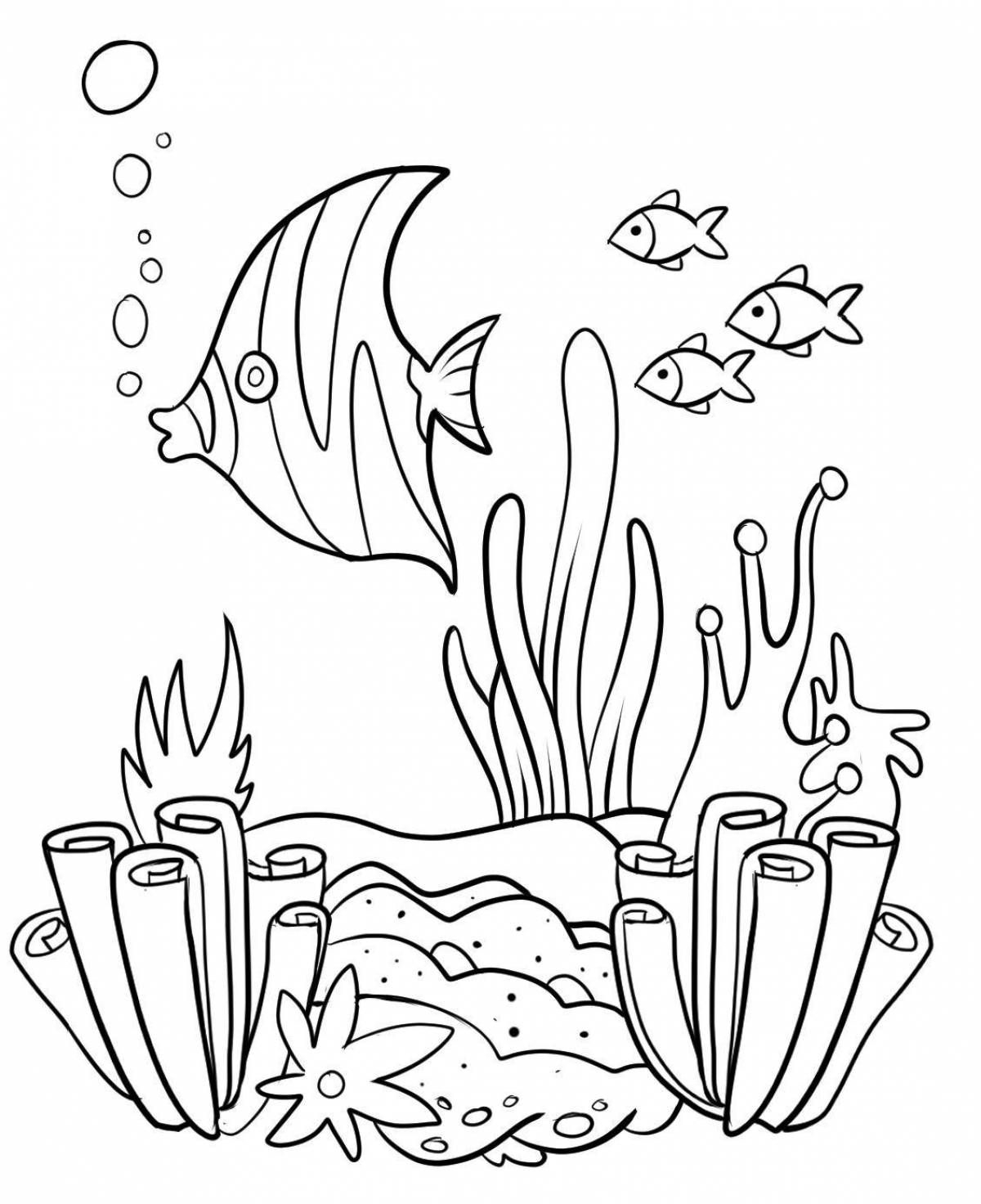 Living coral reef coloring page