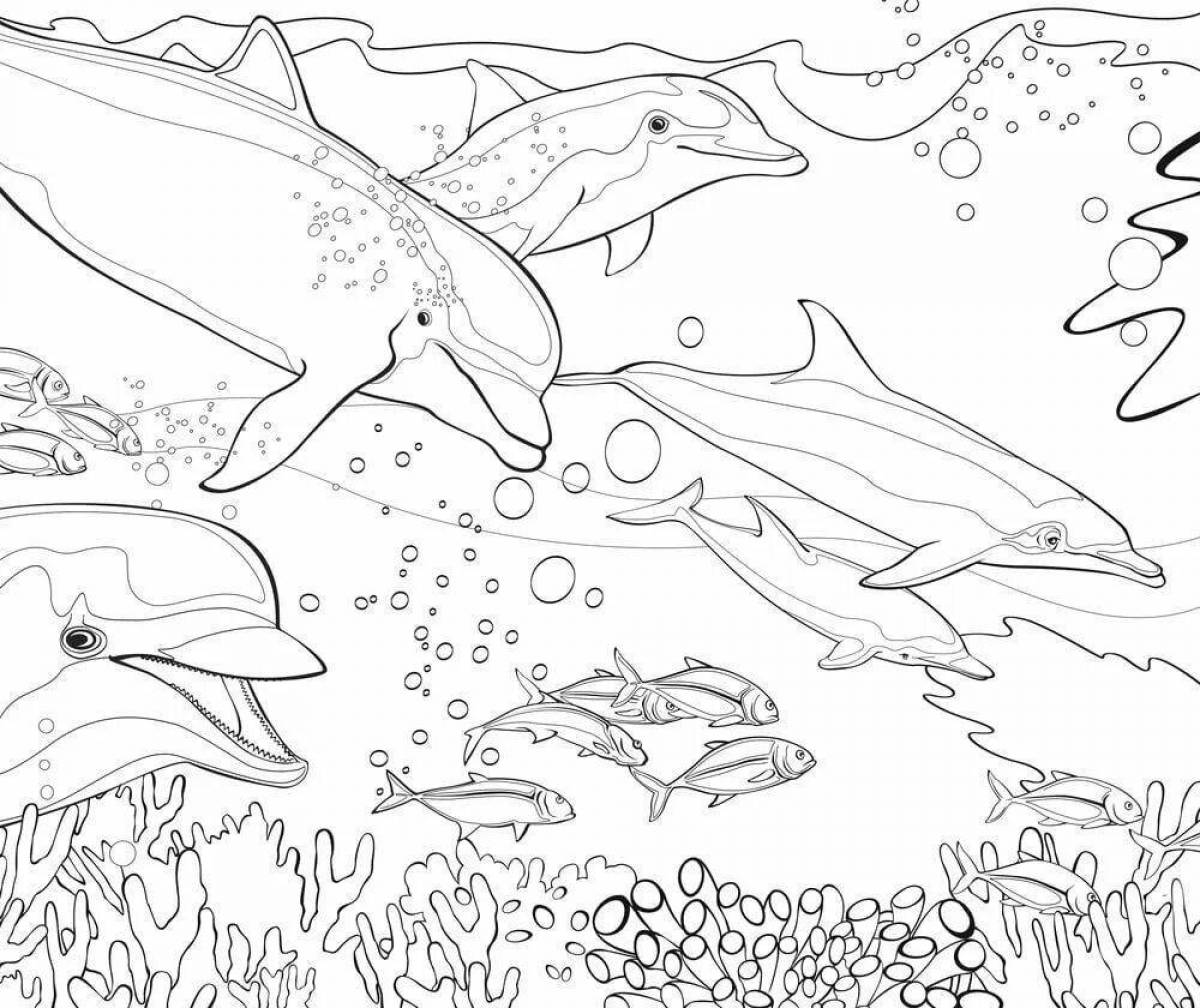 Glittering coral reef coloring page