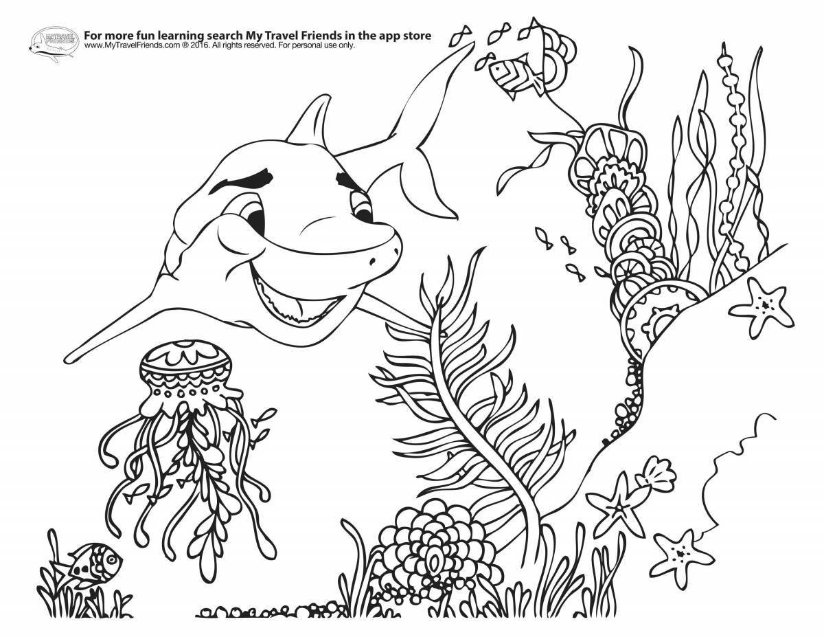 Refreshing coral reef coloring page