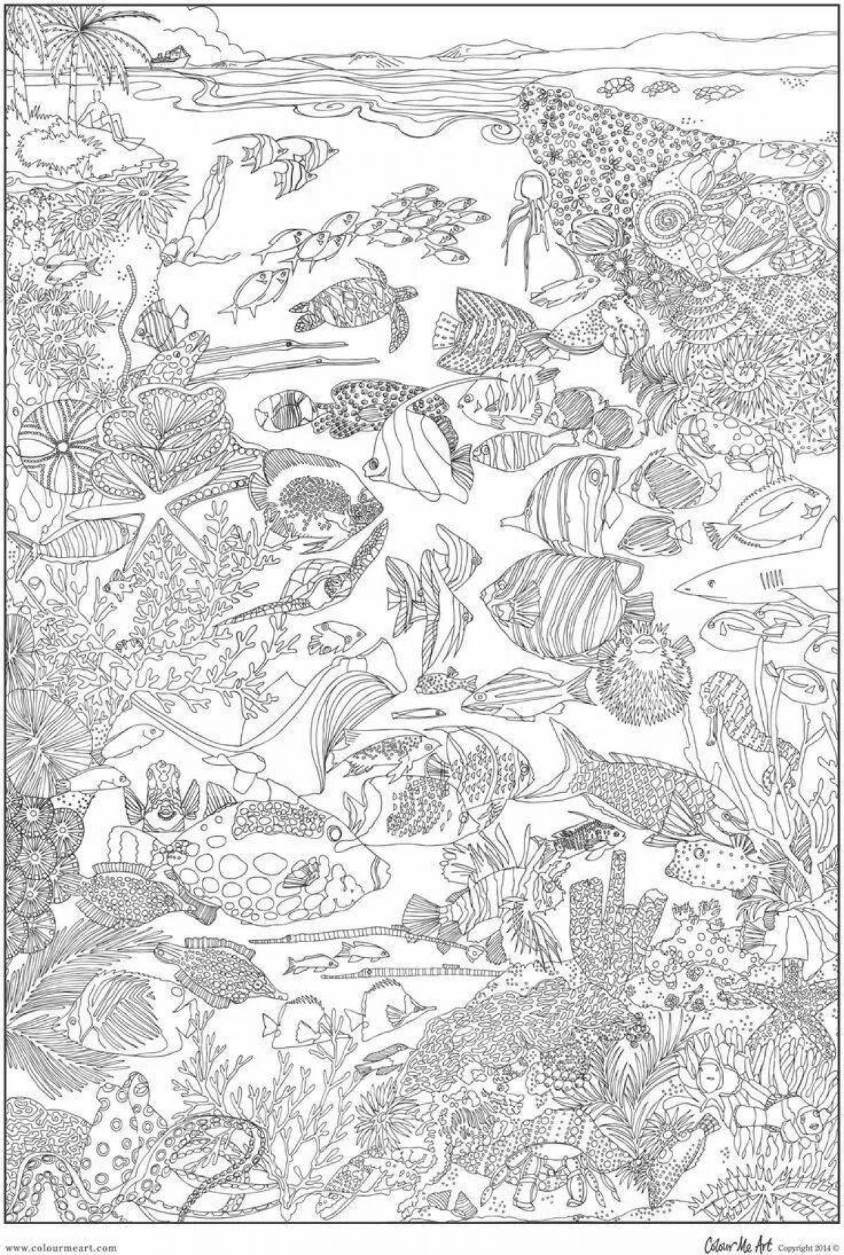 Amazing coral reef coloring page