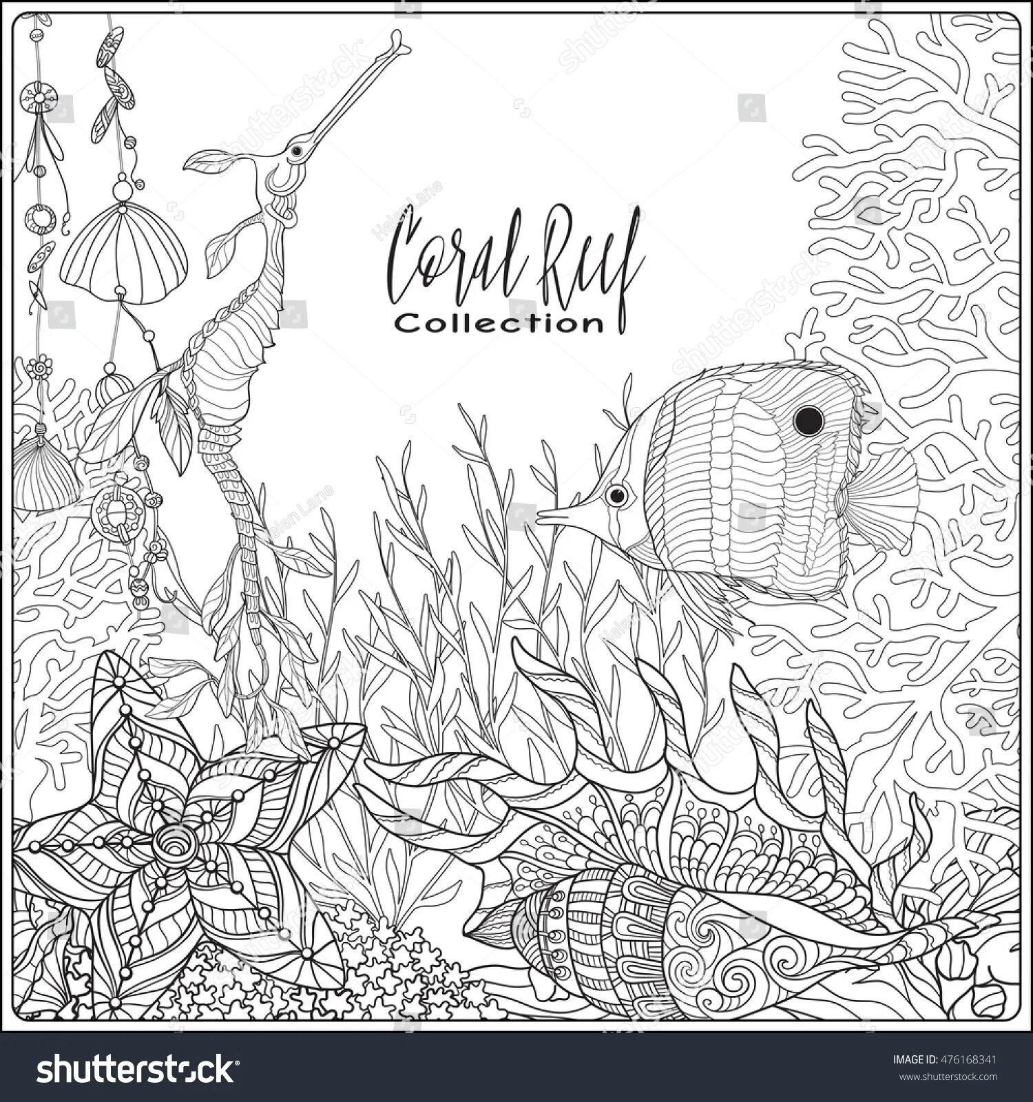 Coloring book luxury coral reef