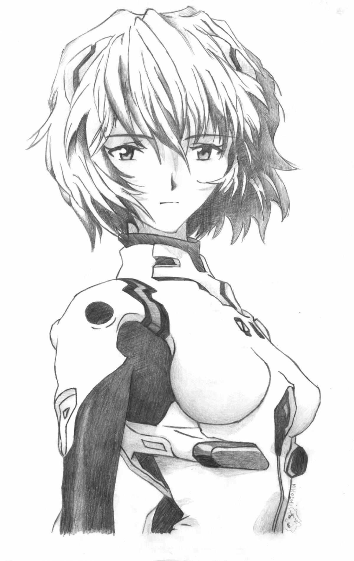 Colorful evangelion ray coloring page