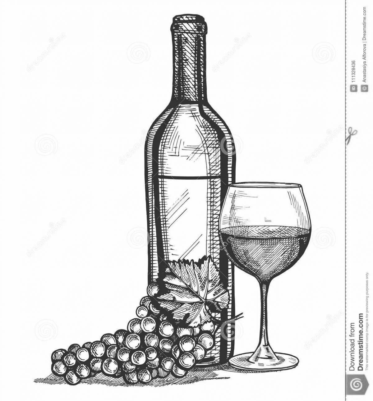 Refreshing wine bottle coloring page