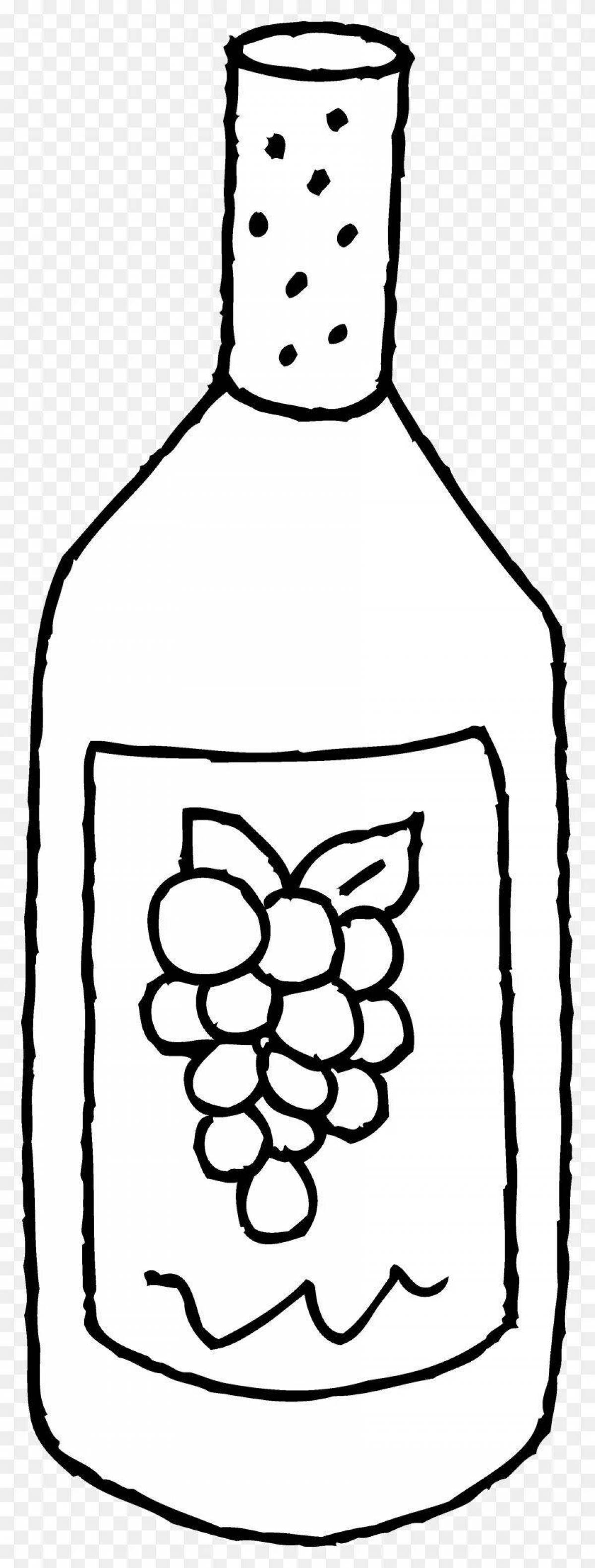 Coloring book shining bottle of wine