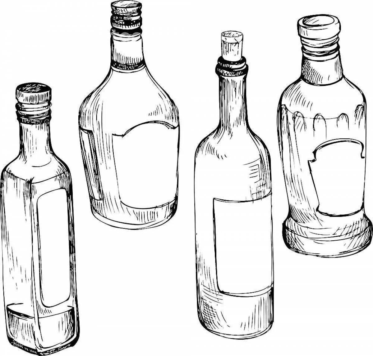Coloring book living bottle of wine