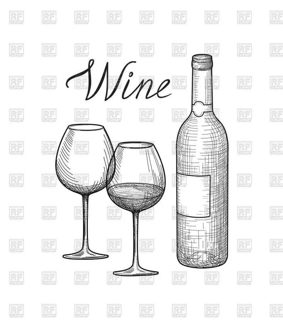 Glowing wine bottle coloring page