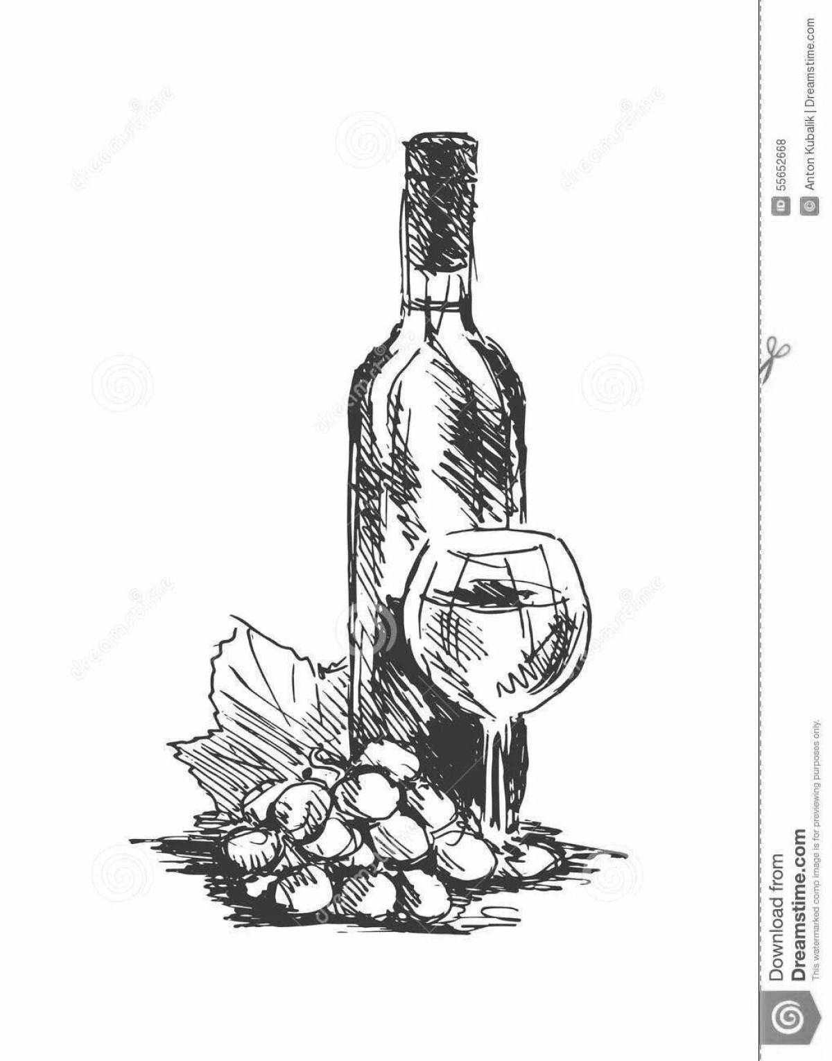 Glitter wine bottle coloring page