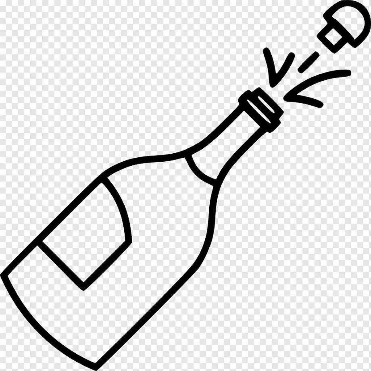 Coloring page happy bottle of wine