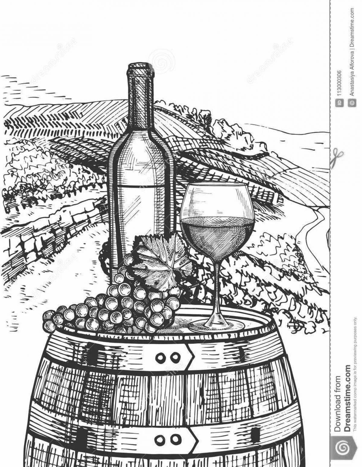 Gorgeous bottle of wine coloring page