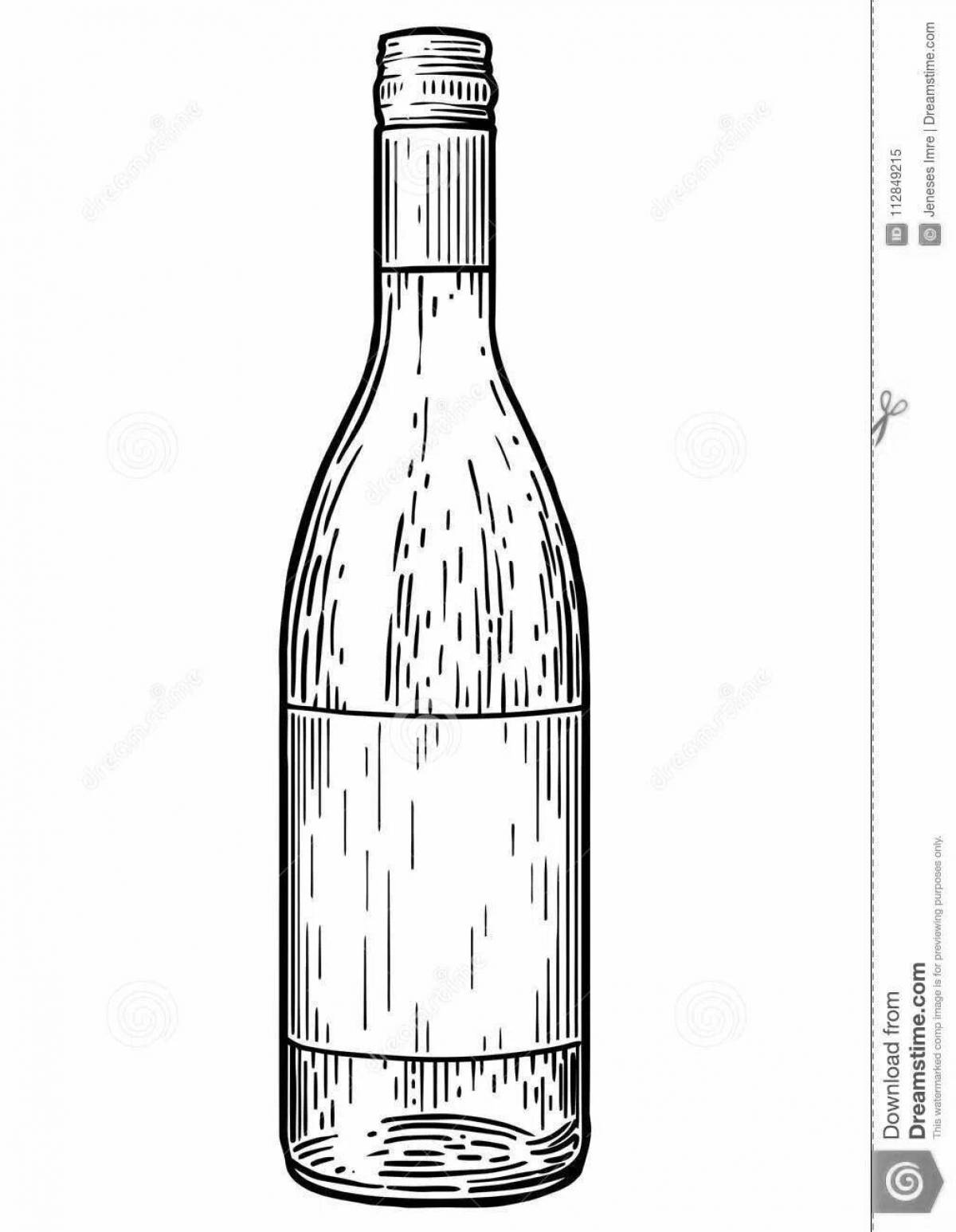 Coloring page for a fascinating bottle of wine