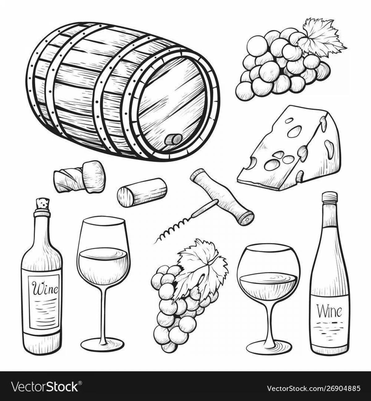 Coloring page dazzling bottle of wine