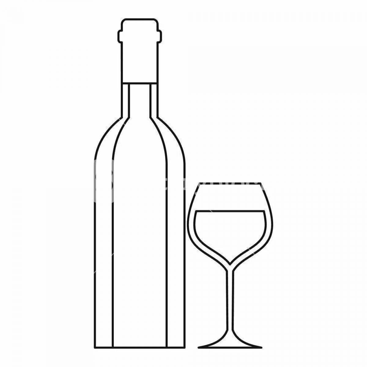 Glamorous wine bottle coloring page