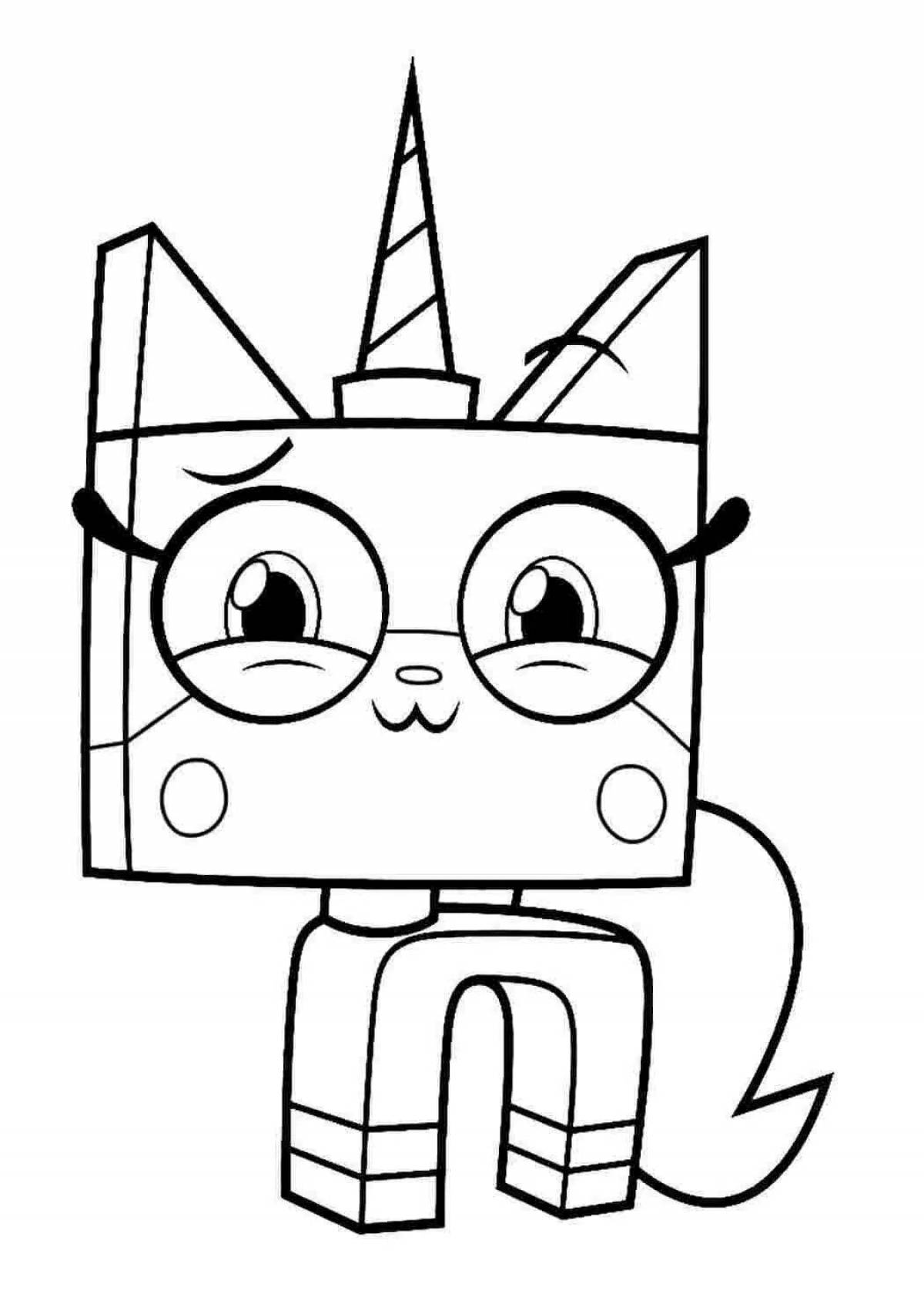 Colorful lego unikitty coloring page