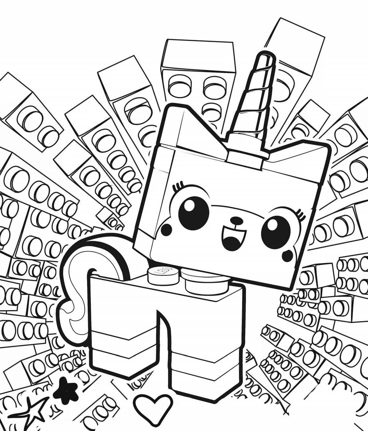Cute unikitty lego coloring page