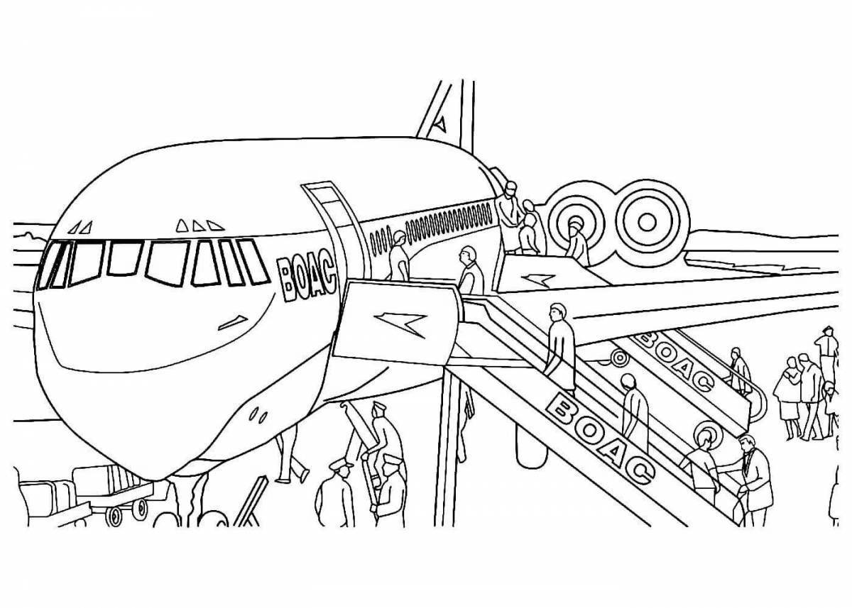 Playful civil aviation coloring page