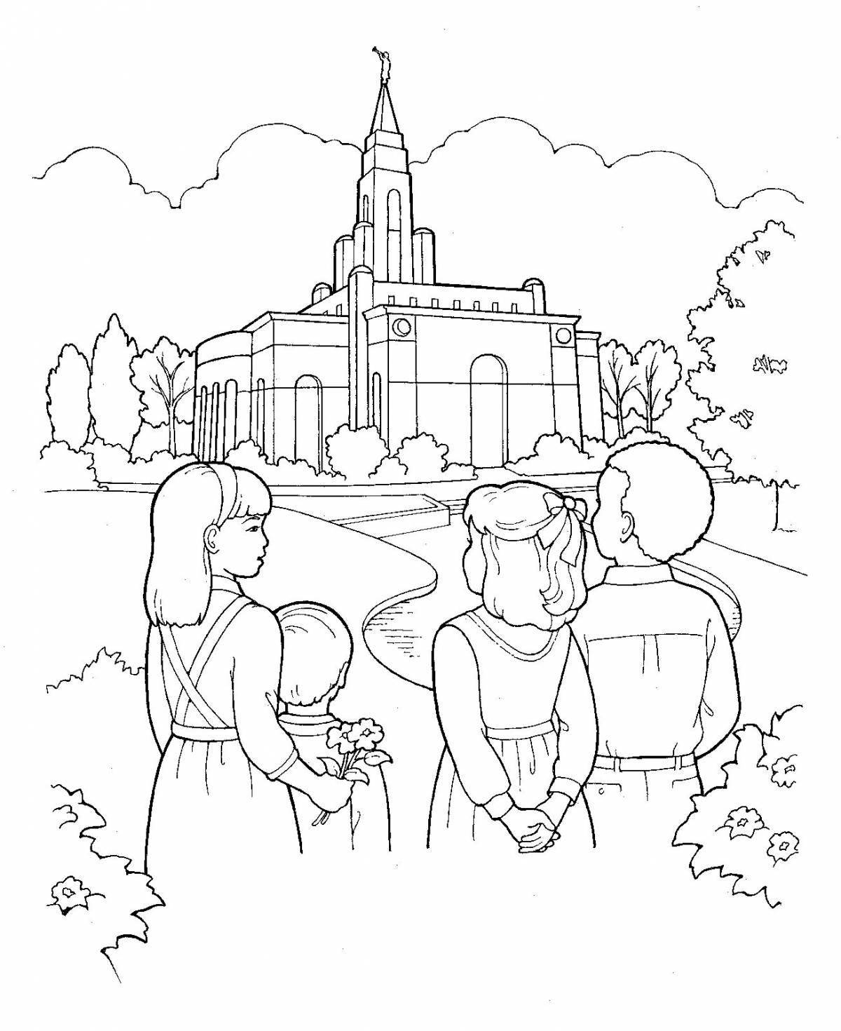 Sublime coloring page temple drawing