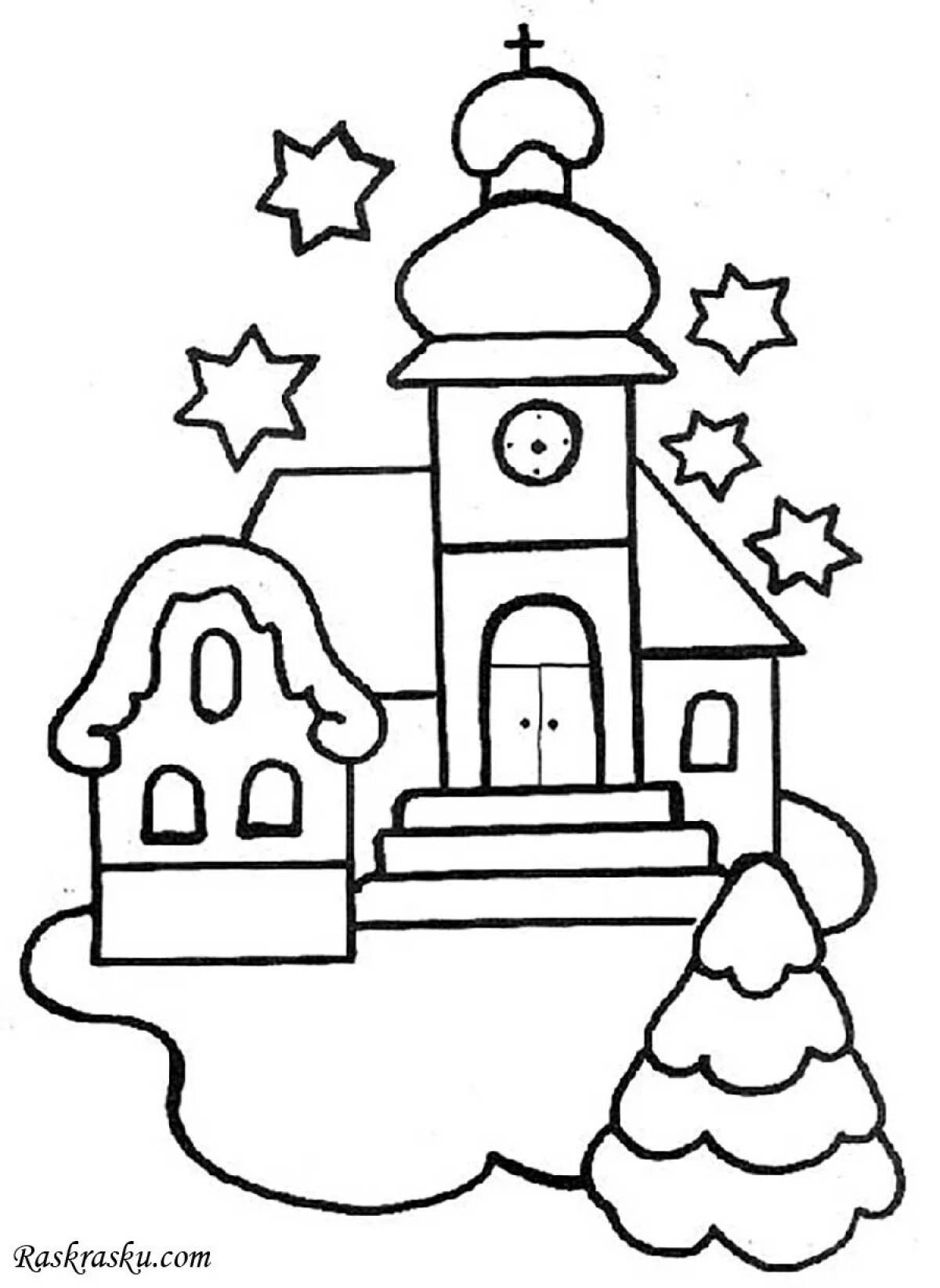 Charming coloring temple drawing