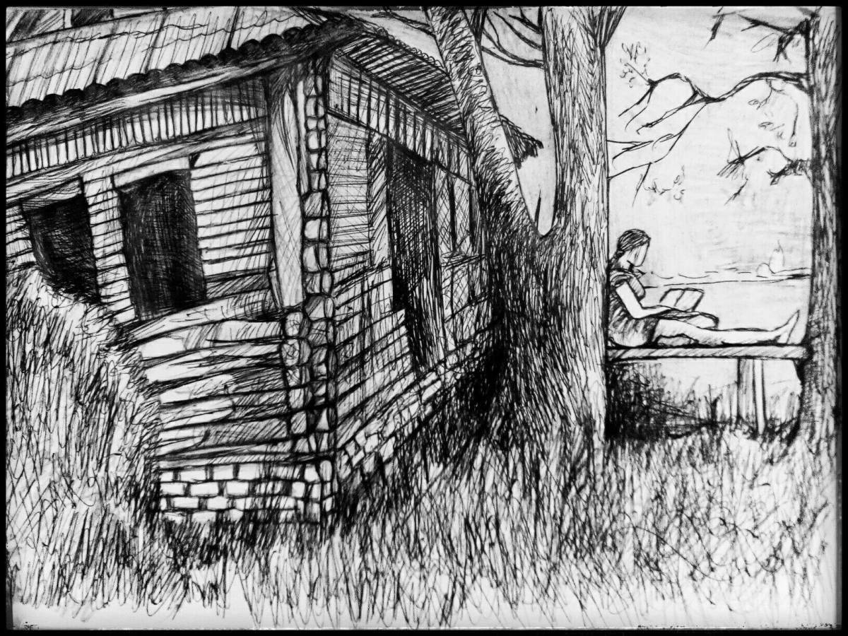 Glowing coloring of the old house