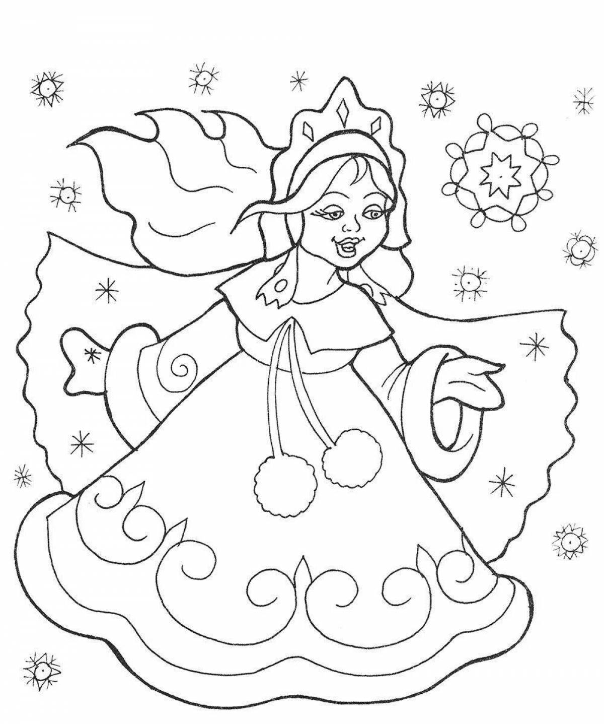 Coloring cute snow maiden