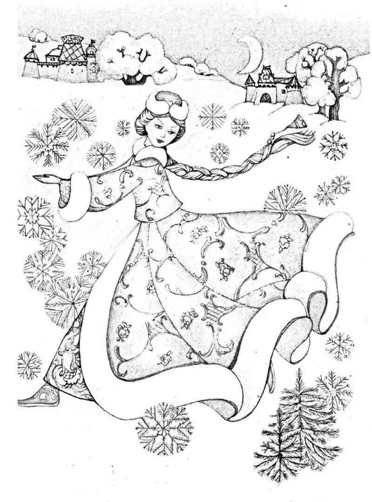 Coloring book alluring snow maiden