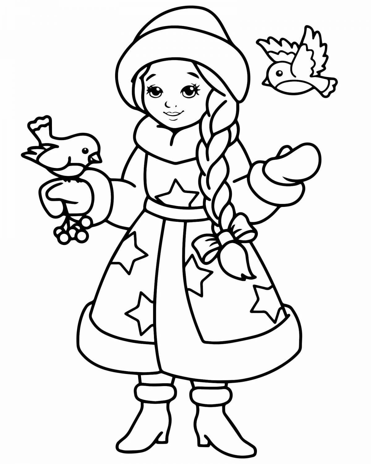 Coloring page bewitching snow maiden