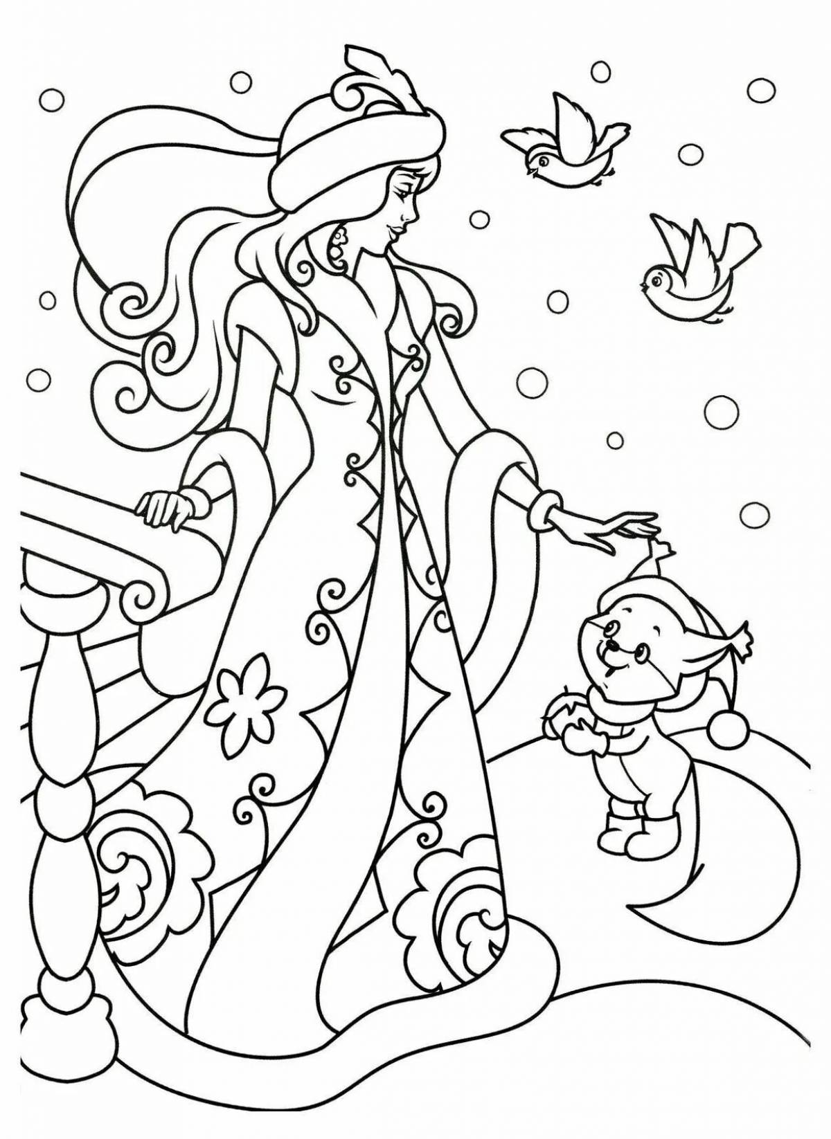 Coloring page luxury snow maiden