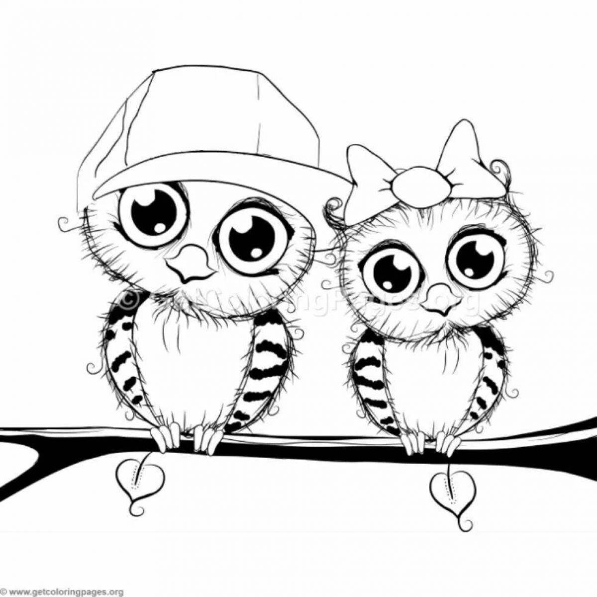Joyful cute owl coloring book