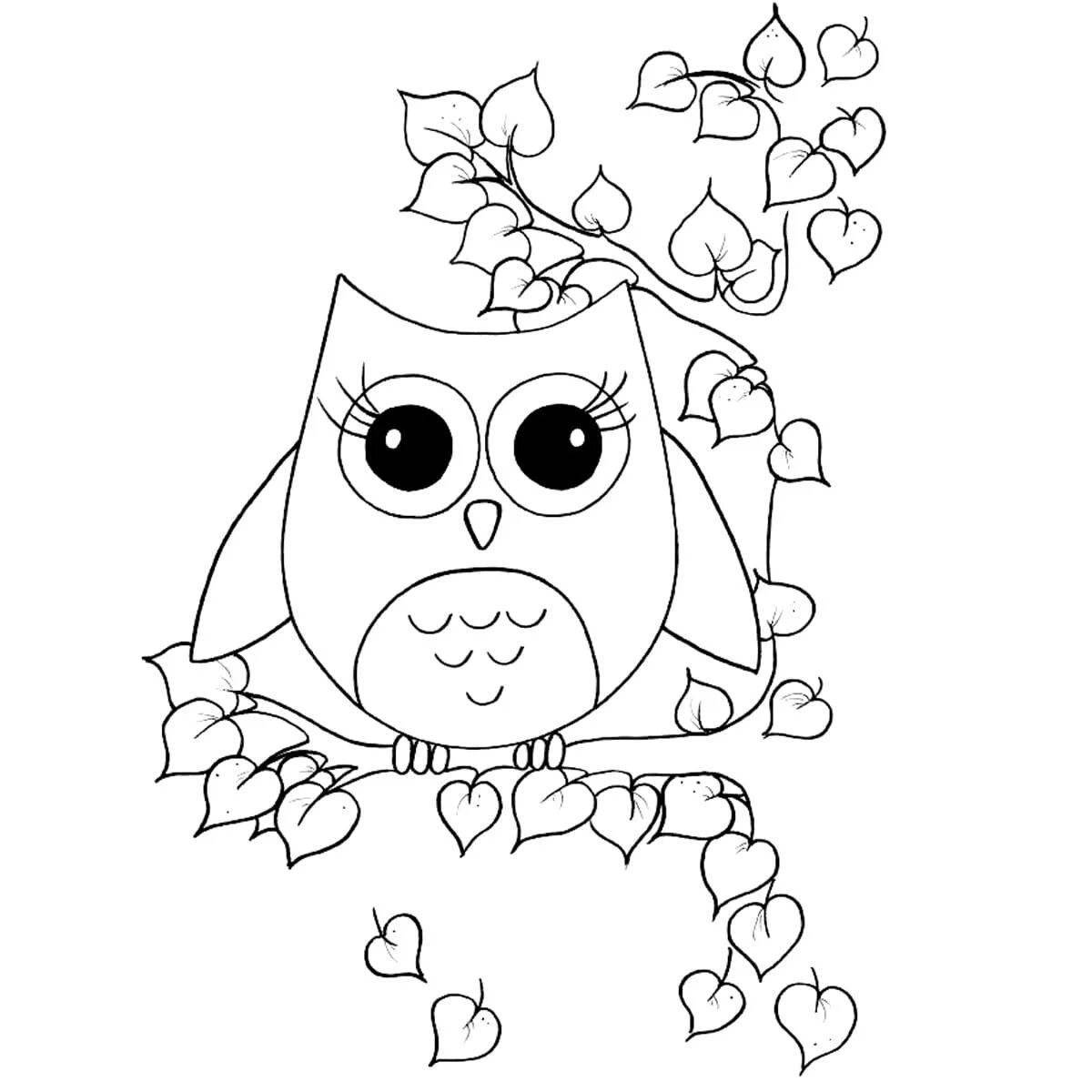 Funny cute owl coloring book