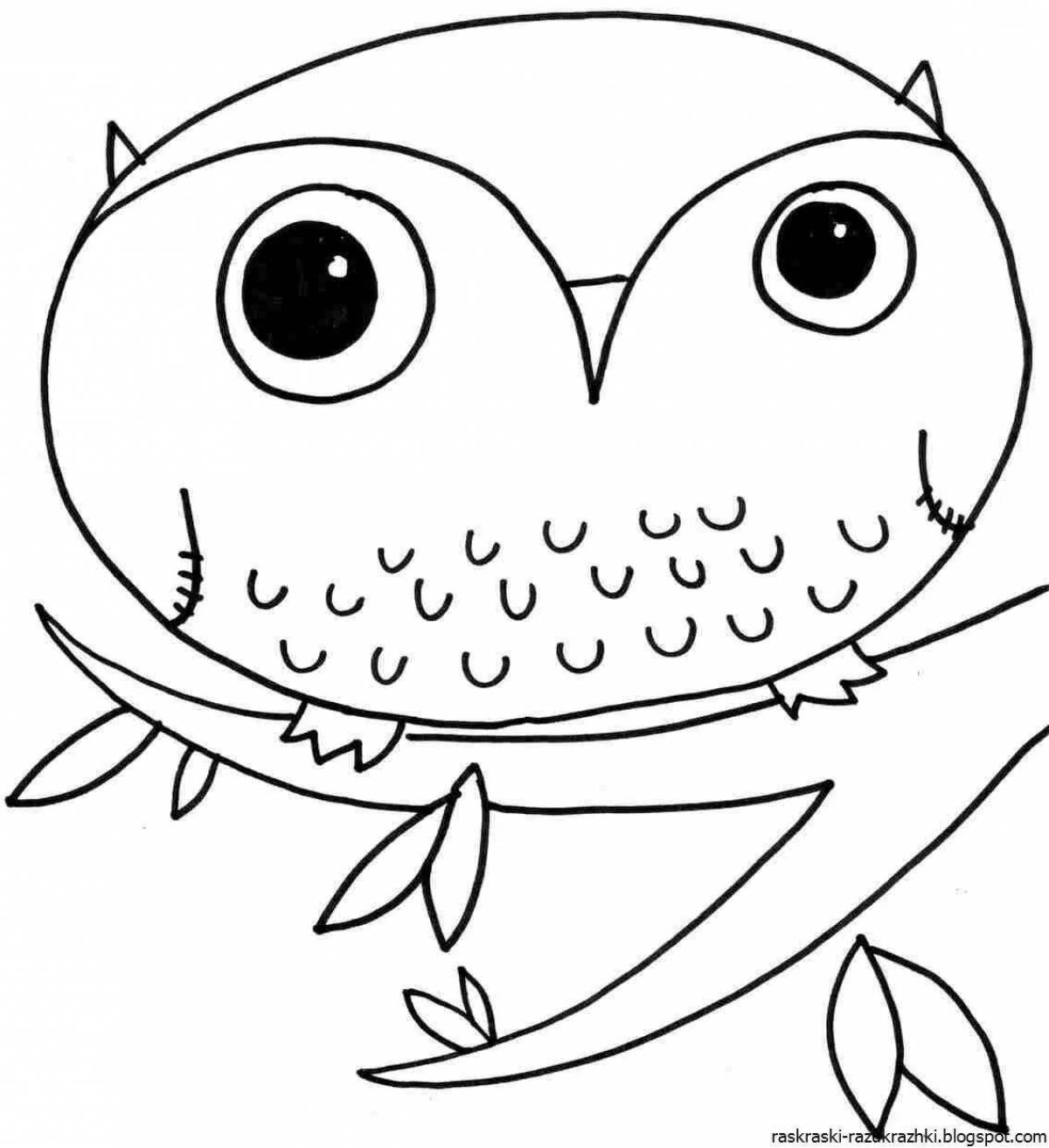 Adorable cute owl coloring page