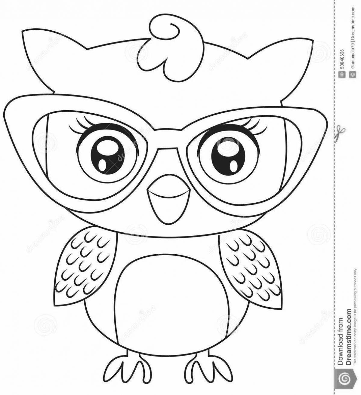Lively cute owl coloring book