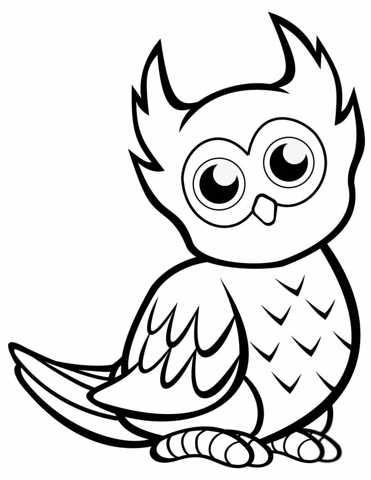 Coloring book funny cute owl