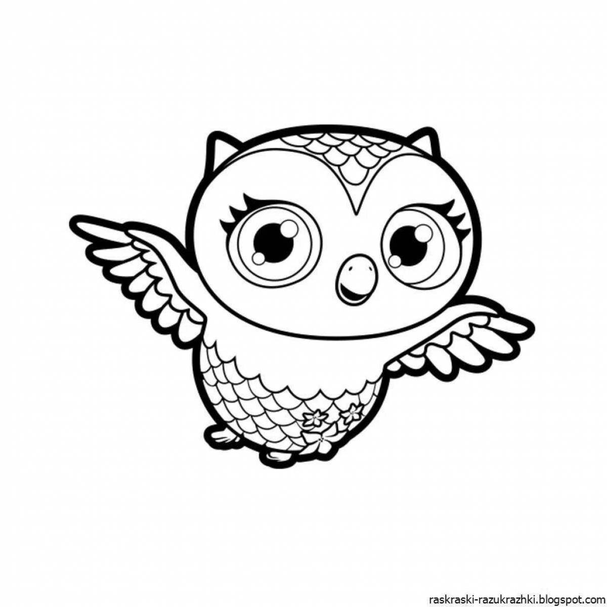 Coloring book sparkling cute owl