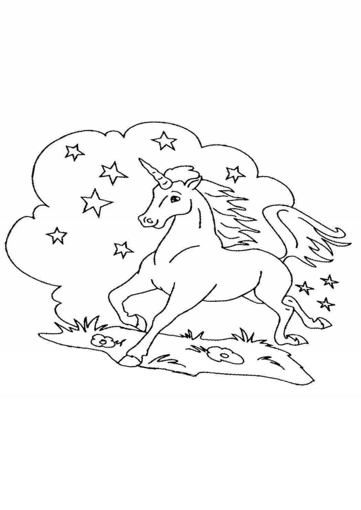 Radiant coloring page print unicorn