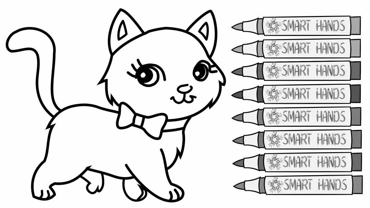 Coloring cute anime kittens